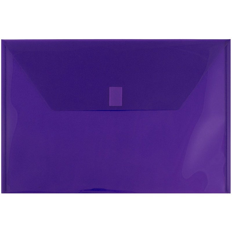 JAM Paper أظرف بلاستيكية من JAM PAPER مع إغلاق بخطاف وحلقة - كتيب قانوني - 9 3/4 × 14 1/2 - بنفسجي - 12/عبوة - Image 1